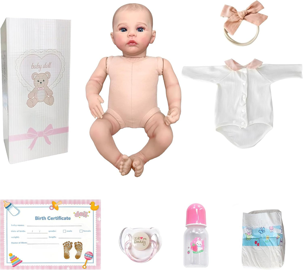 Realistic Reborn Baby Dolls - 18 Inch Real Life Baby Doll Girl Lifelike with Accessories for 3+ Years Old (White)