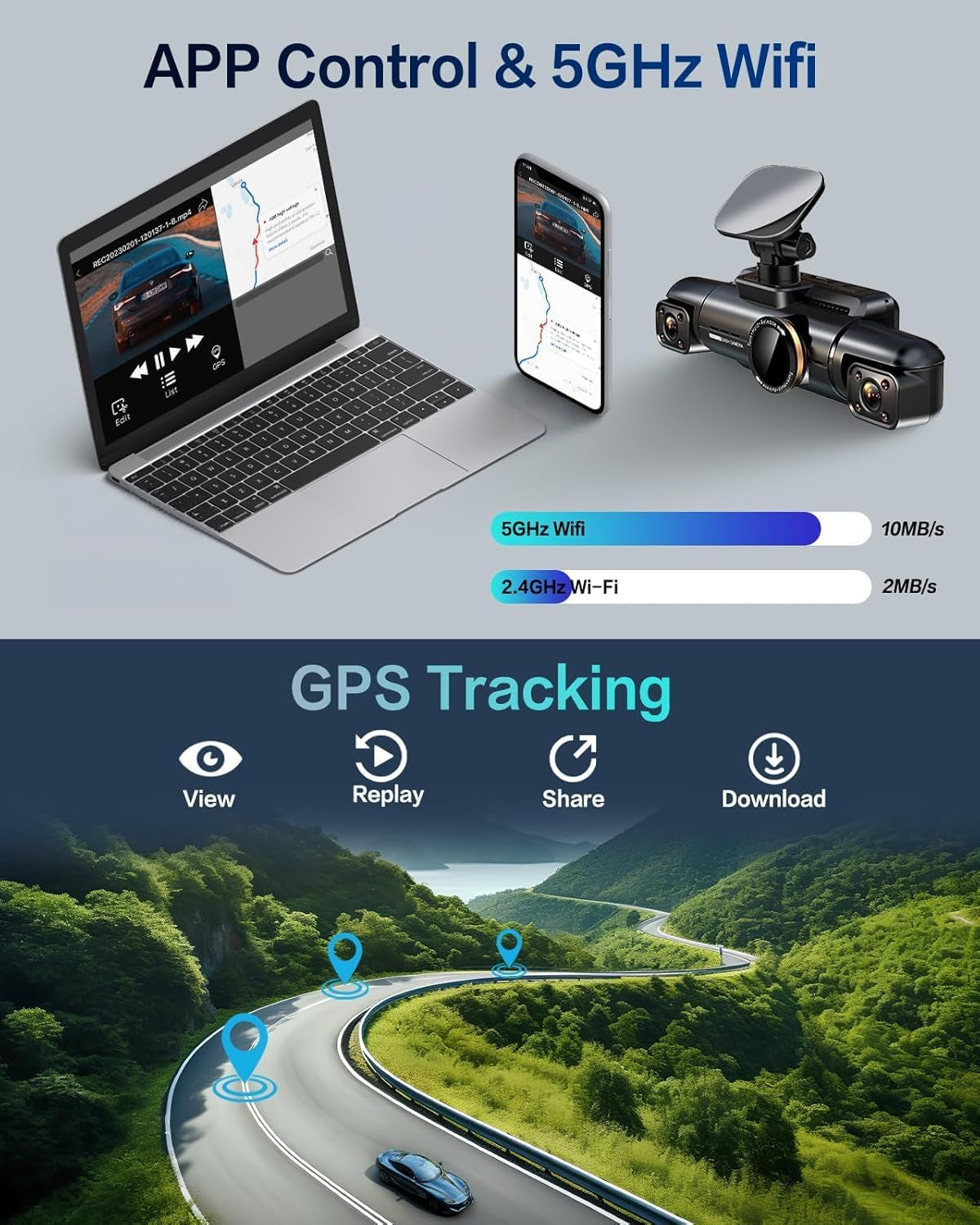 360° View 4K 2160P Dash Cam Front and Rear, 4 Channel Dash Camera for Cars, AI Fatigue Driving Monitor, 5G Wifi GPS, 8 IR Lamps Night Vision, Free 64G Card Included, 24H Parking Mode, N700Pro