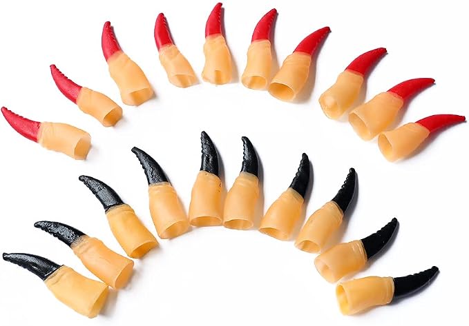 20Pcs Halloween Witch Fingers Nail Scary Witches Nails Zombie Witch Fake Fingers Nail Set for Costume Cosplay Party Supplies Halloween Masquerade Costumes Props