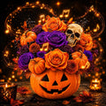 Halloween Bouquet Card with Music and Lights, Halloween Card with Skeleton, Halloween Gifts for Men, Women, Spooky Musical Greeting Card