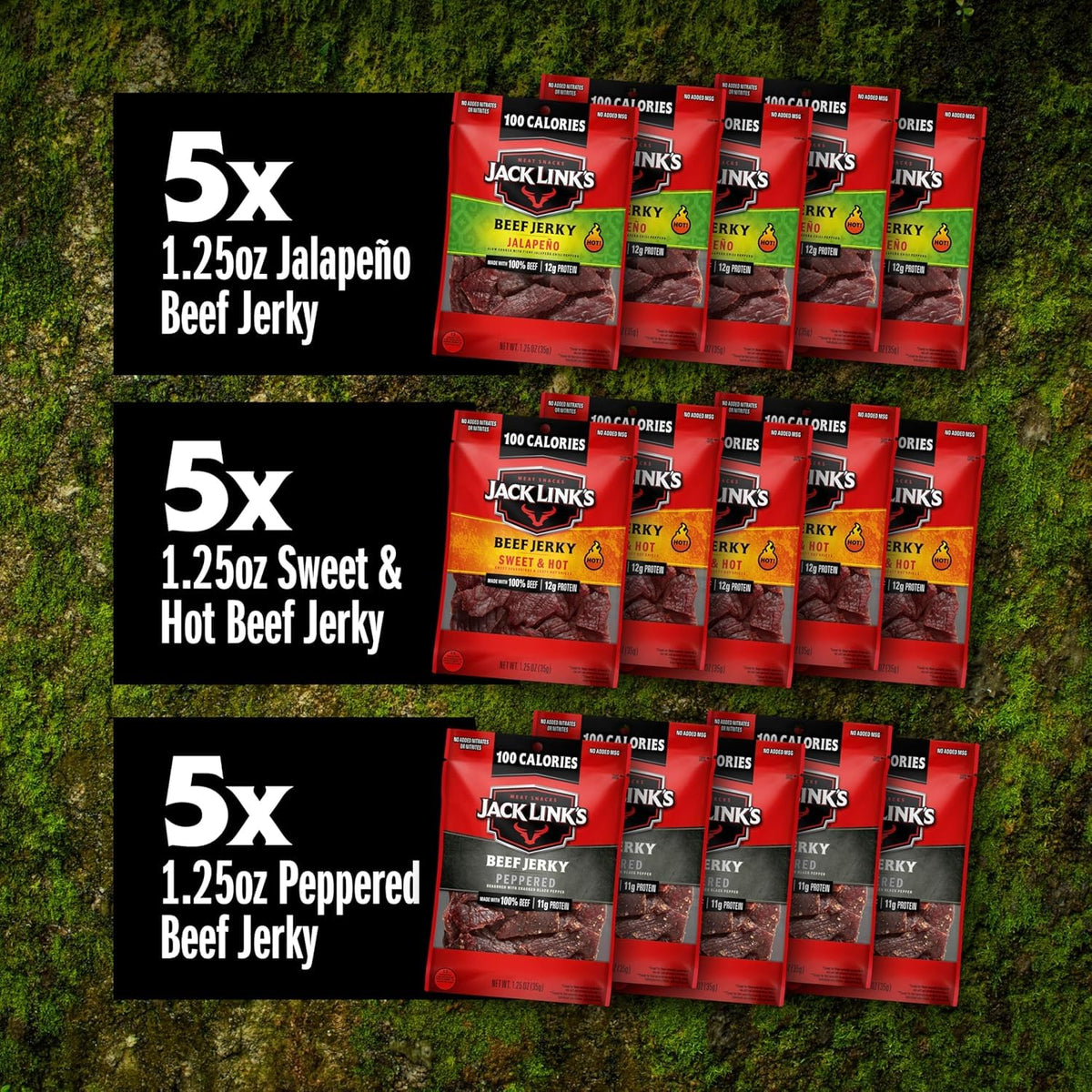 Bold Beef Jerky Variety Pack - (15 Pack) 1.25 Oz