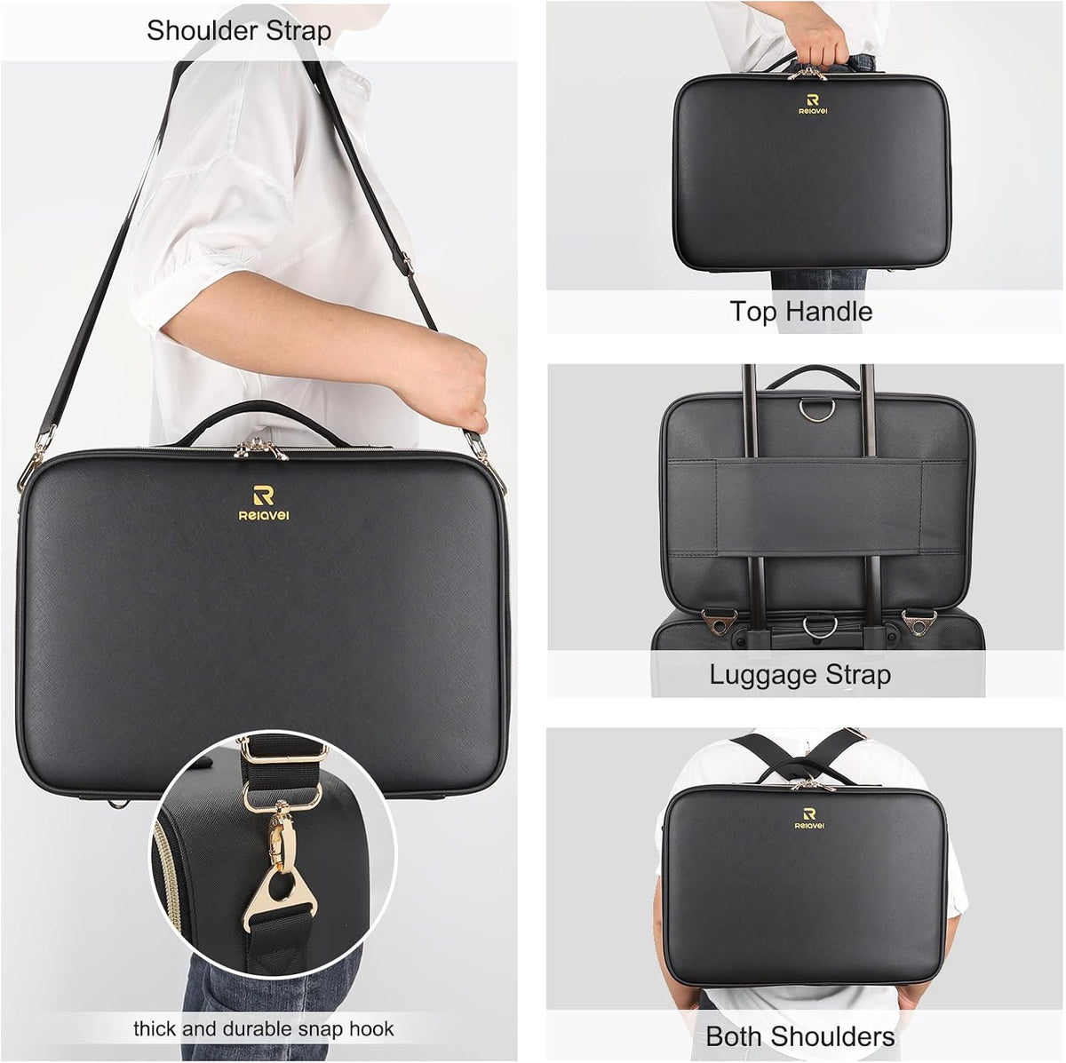 Large Makeup Bag with LED Mirror, Make up Case with Shoulder Strap