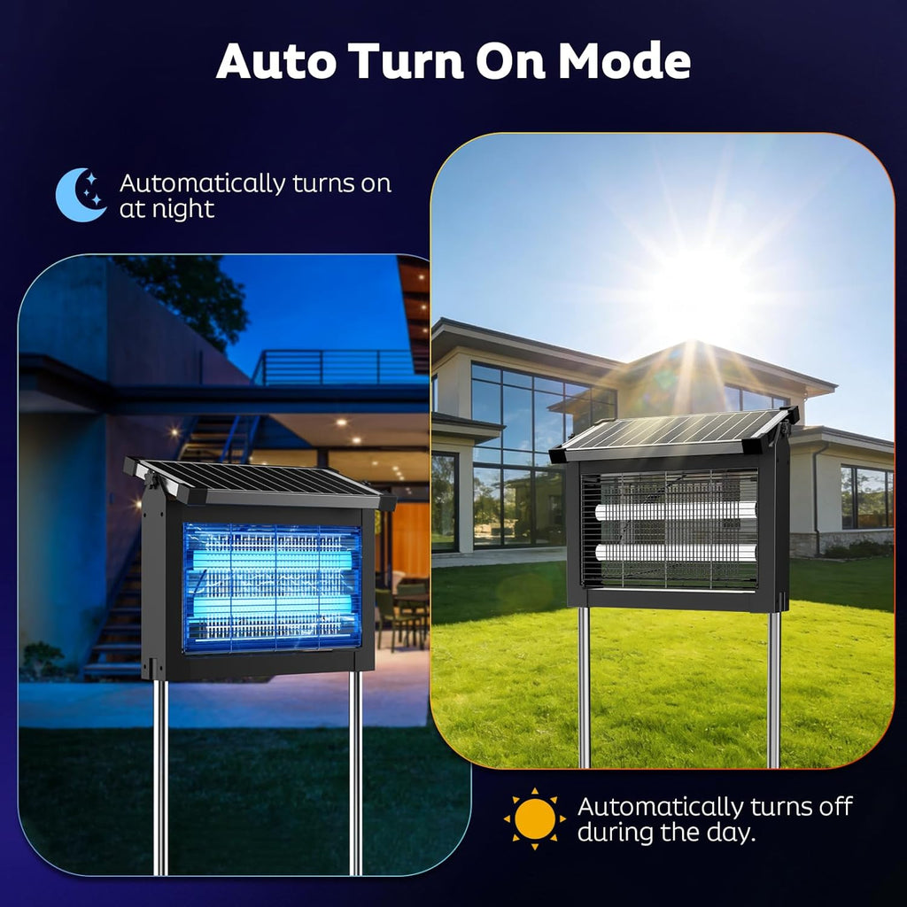 Solar Bug Zapper Outdoor, 4500V Fly Zapper with Projector Lights