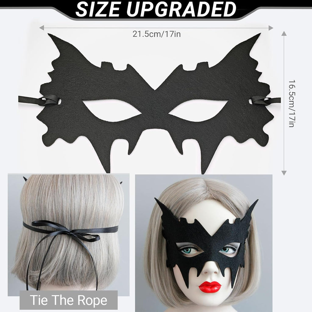 Bat Mask Costume Accessories Black Bat Eye Mask Costume for Men Women Adult for Batgirl Batboy Masquerade Halloween Cosplay Birthday Dress Up