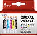 280XXL 281XXL Compatible for Canon Ink 280 and 281 Cartridges PGI-280XXL CLI-281XXL for Canon Tr8620A Ink Cartridges for Pixma TR8620 Tr8620A TS6320 TR7520 TS6120 TS6220 TS8220 TS9520 (5 Pack)