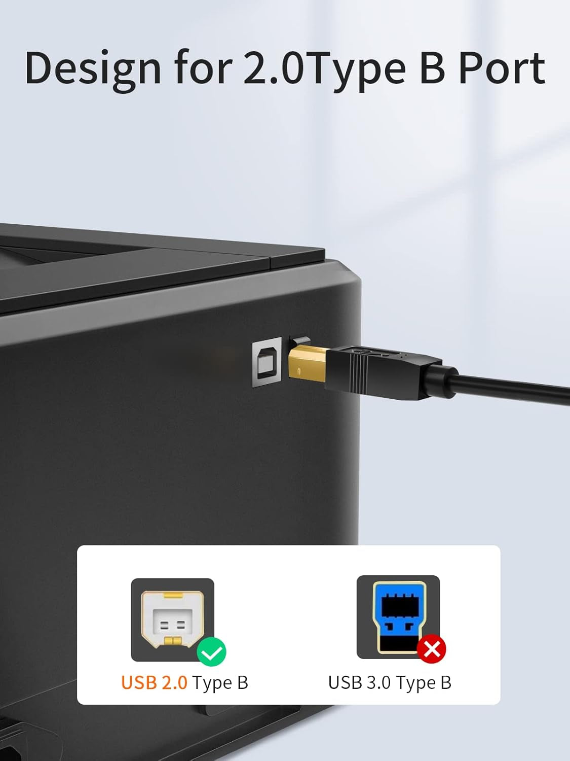 USB B to USB C Printer Cable 6.6FT, Type B to Type C Cord