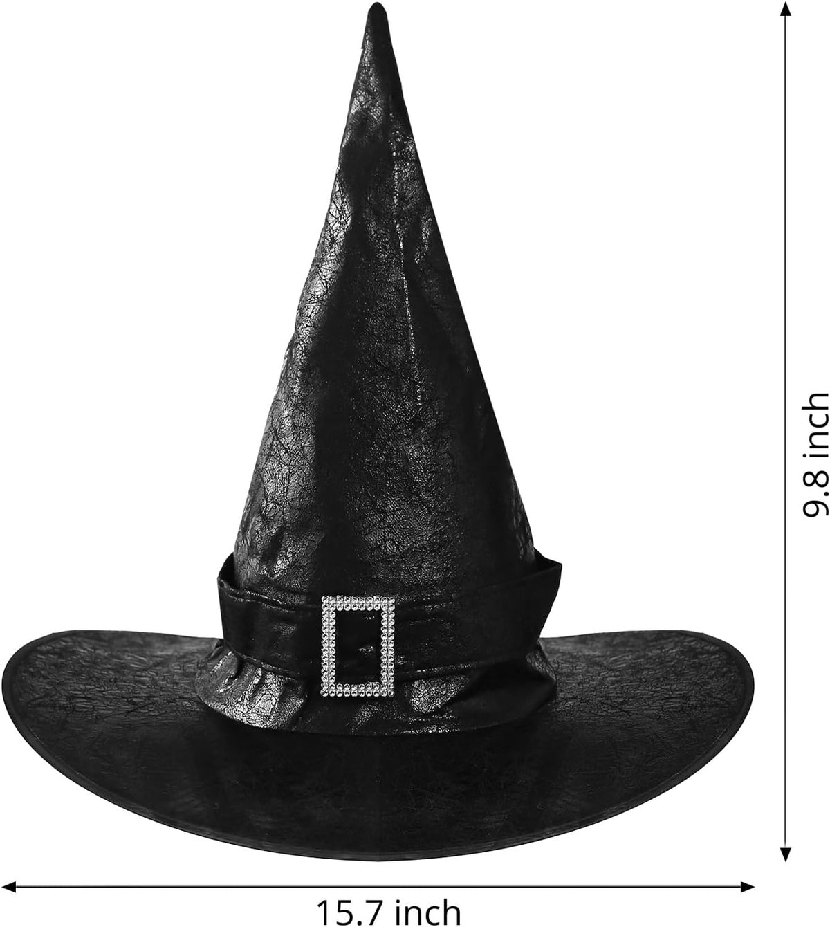 JXITON Halloween Witch Hat Black Costume Witches Hats with Buckle Faux Leather Witch Hat for Women Men Witch Wizard Costume Cosplay Party Supply