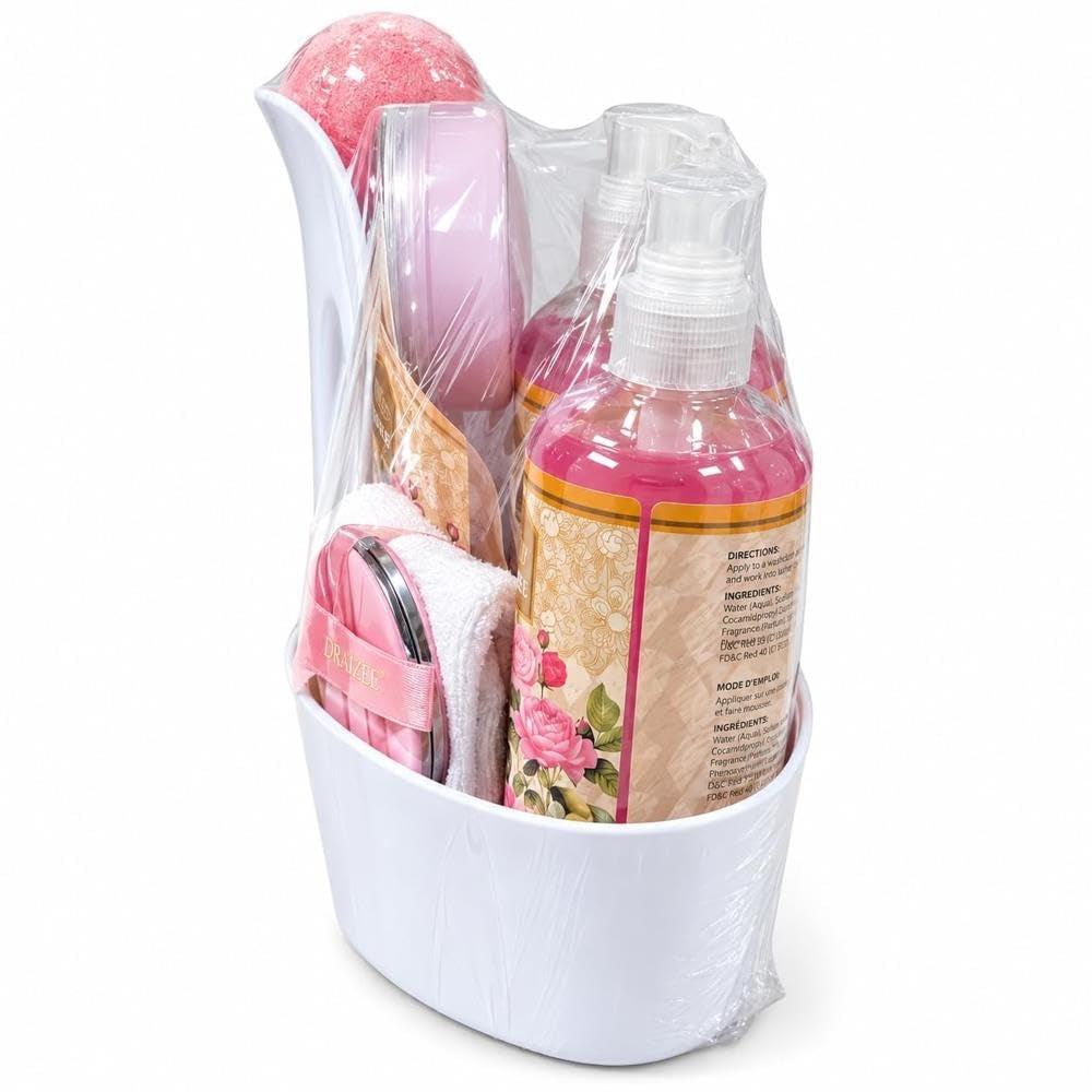 Heel Shoe Spa Gift Basket for Women, 8 Pc British Rose Scented