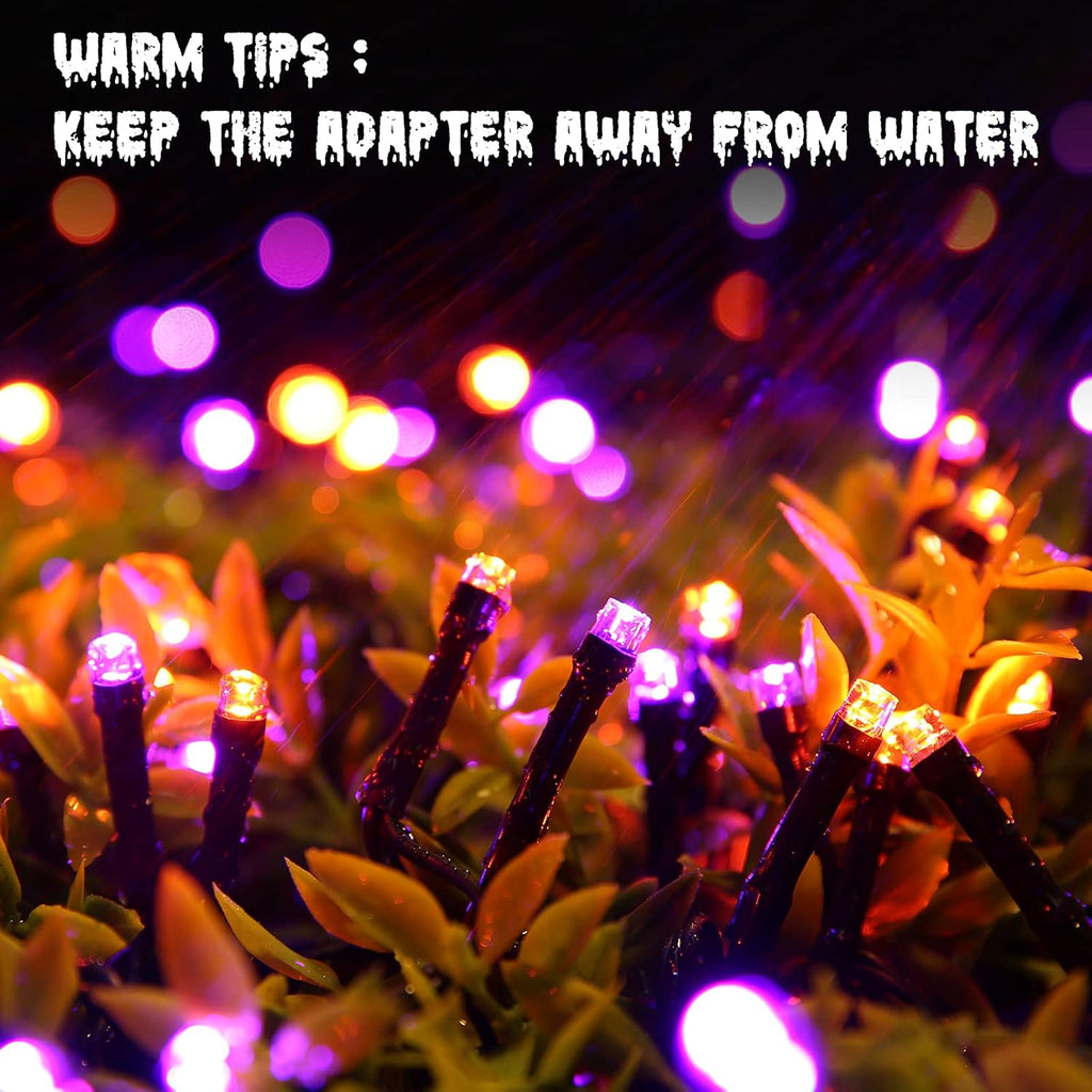 Orange and Purple Halloween Lights, 114Ft 300 LED Halloween String Lights