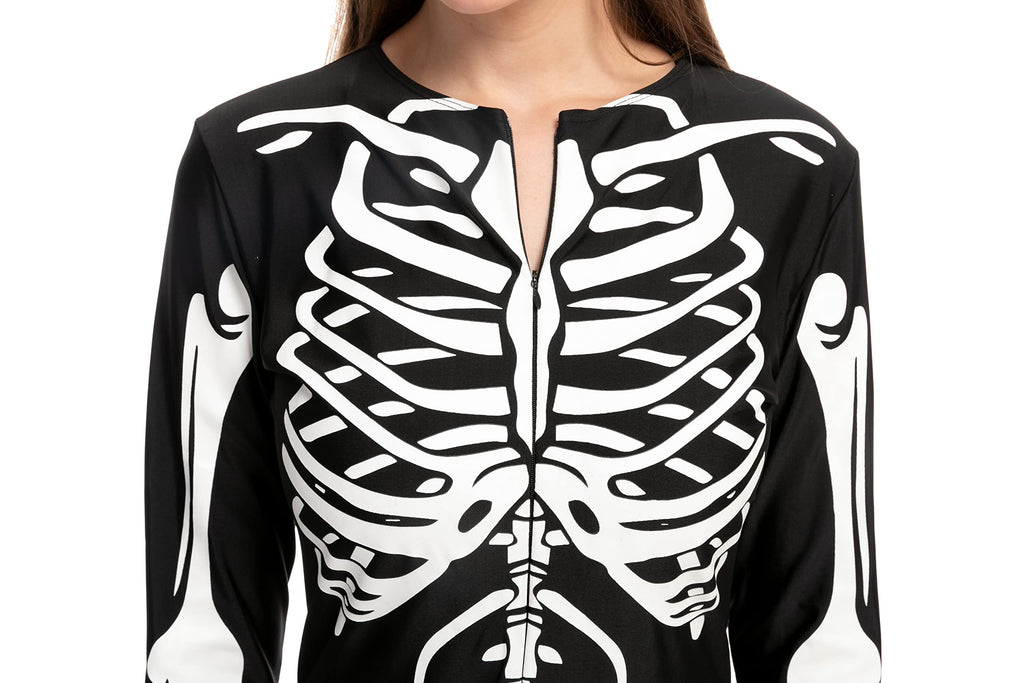 Glow in the Dark Skeleton Costume for Adults Women Halloween Dress up Party Role Playing Cosplay
