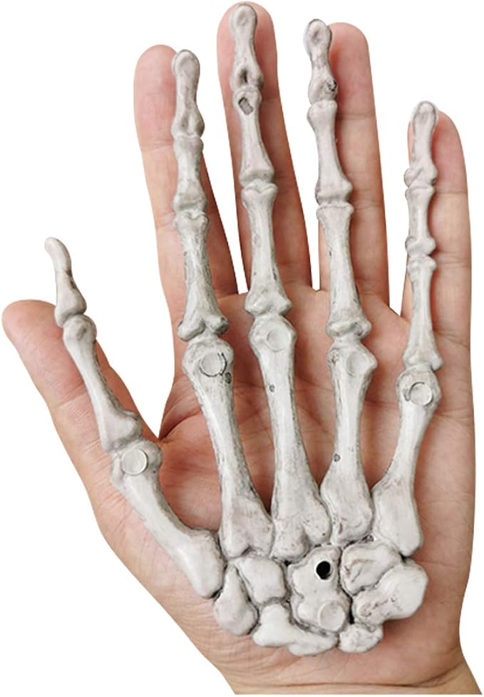 2 Pack Halloween Skeleton Hands Realistic Life Size Severed Plastic Skeleton Hands for Halloween Themed Party Decoration Props(Right & Left)