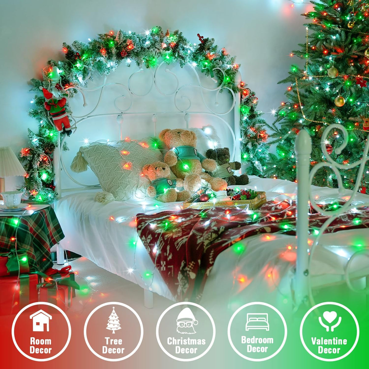 Connectable Red White and Green Christmas Lights
