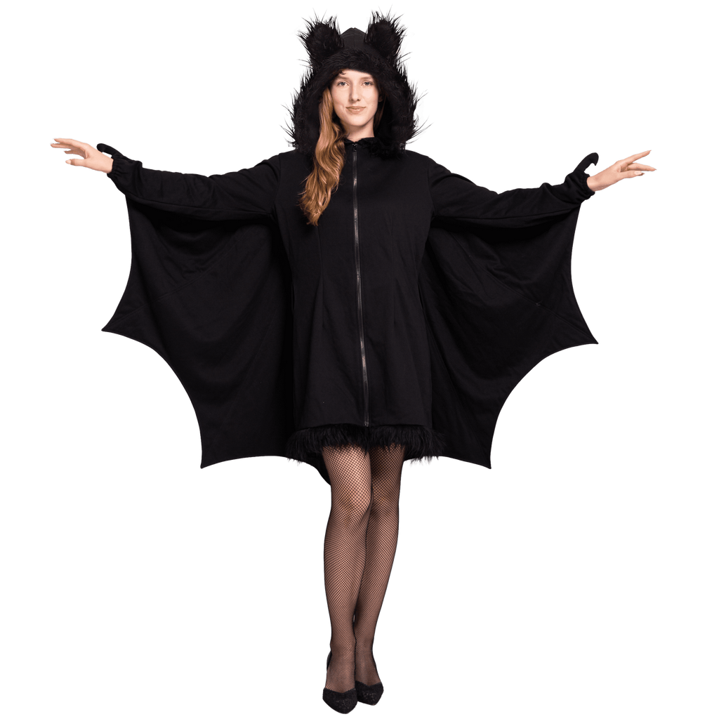 Women‘S Black Bat Costume with Attached Ears for Halloween Party Cosplay and Themed Dress Up
