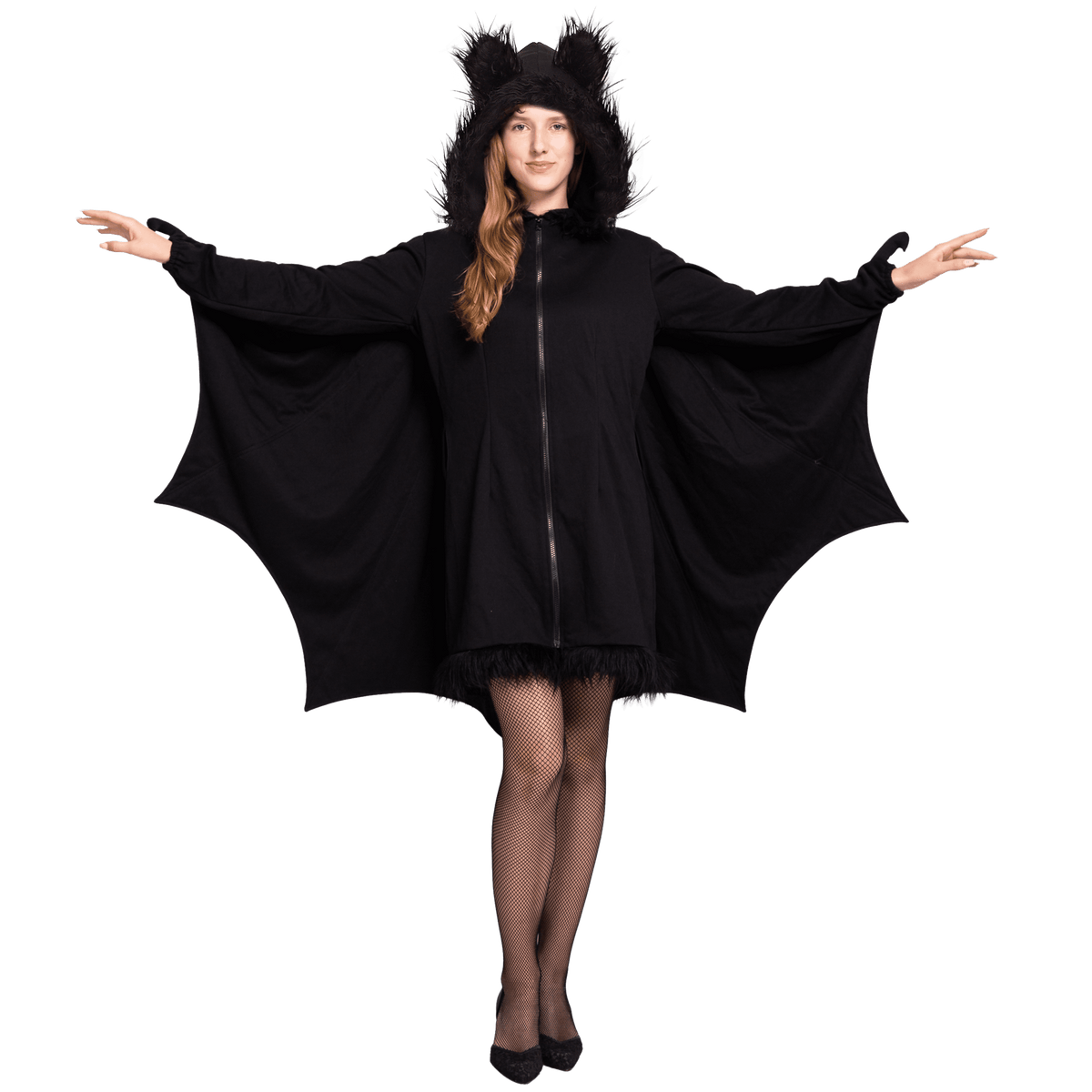 Women‘S Black Bat Costume with Attached Ears for Halloween Party Cosplay and Themed Dress Up
