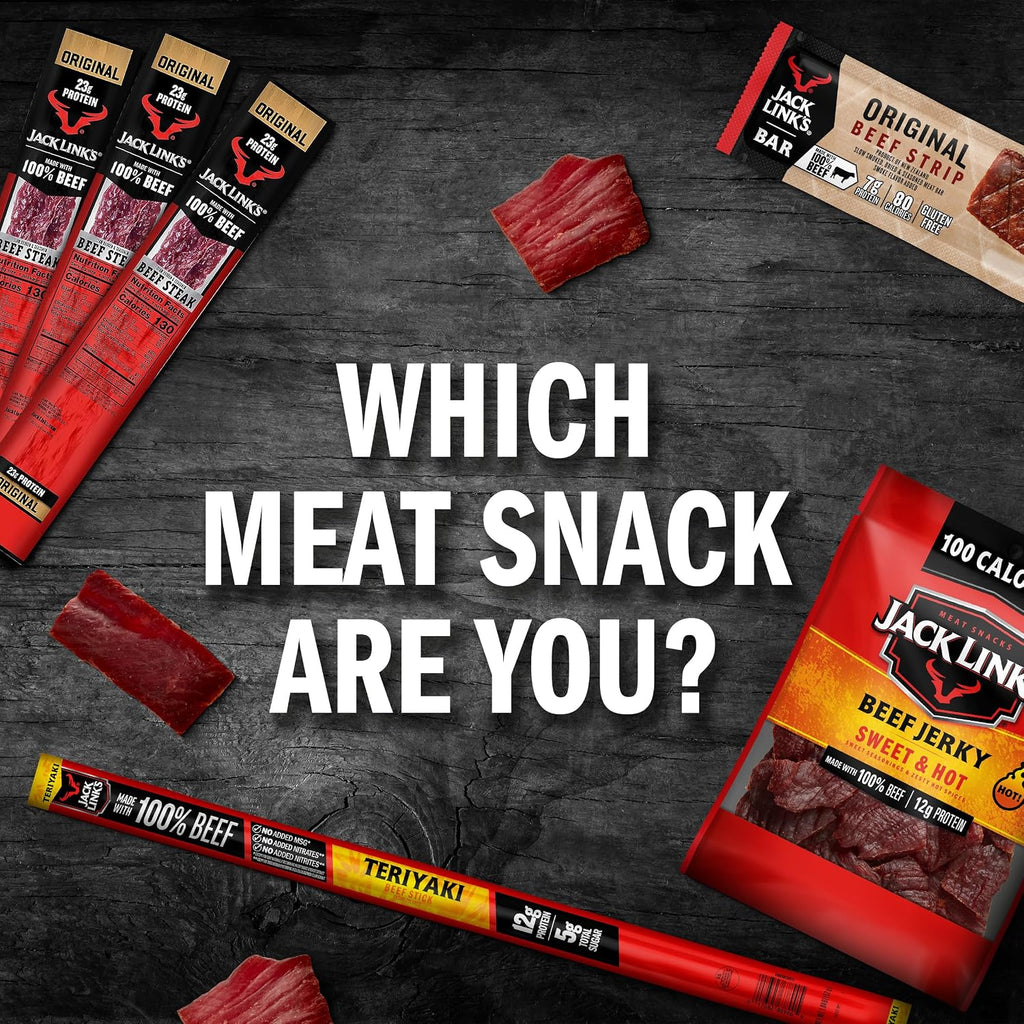 Beef Jerky Half Pounder - Sweet & Hot - 100% Real Beef - Ready to Eat Real Meat Protein Snacks - 9G Protein per Serving - 8 Oz Large Jerky Bag (Pack of 2)