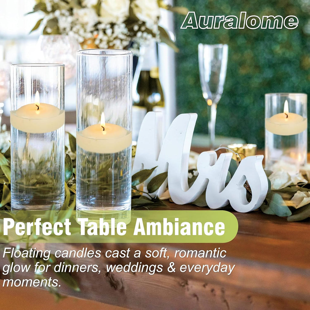 Ivory Floating Candles 3-Inch - 12 Pack Water Floating Candle Long Burning Candle Set Unscented Candles Floating for Centerpieces Wedding Dinner Thanksgiving Party Home Decor