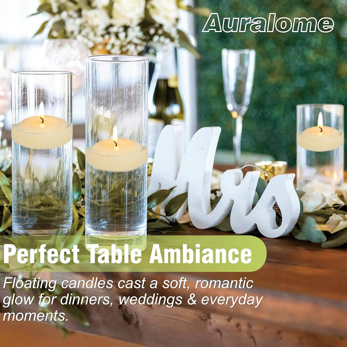 Ivory Floating Candles 3-Inch - 12 Pack Water Floating Candle Long Burning Candle Set Unscented Candles Floating for Centerpieces Wedding Dinner Thanksgiving Party Home Decor