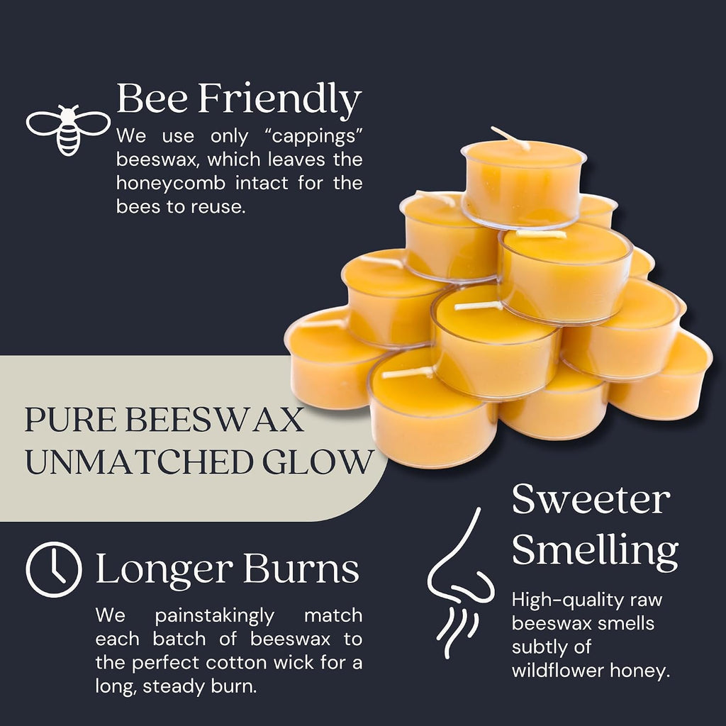 Tea Light Candles, Raw Yellow, Clear Cups, 24 Pack