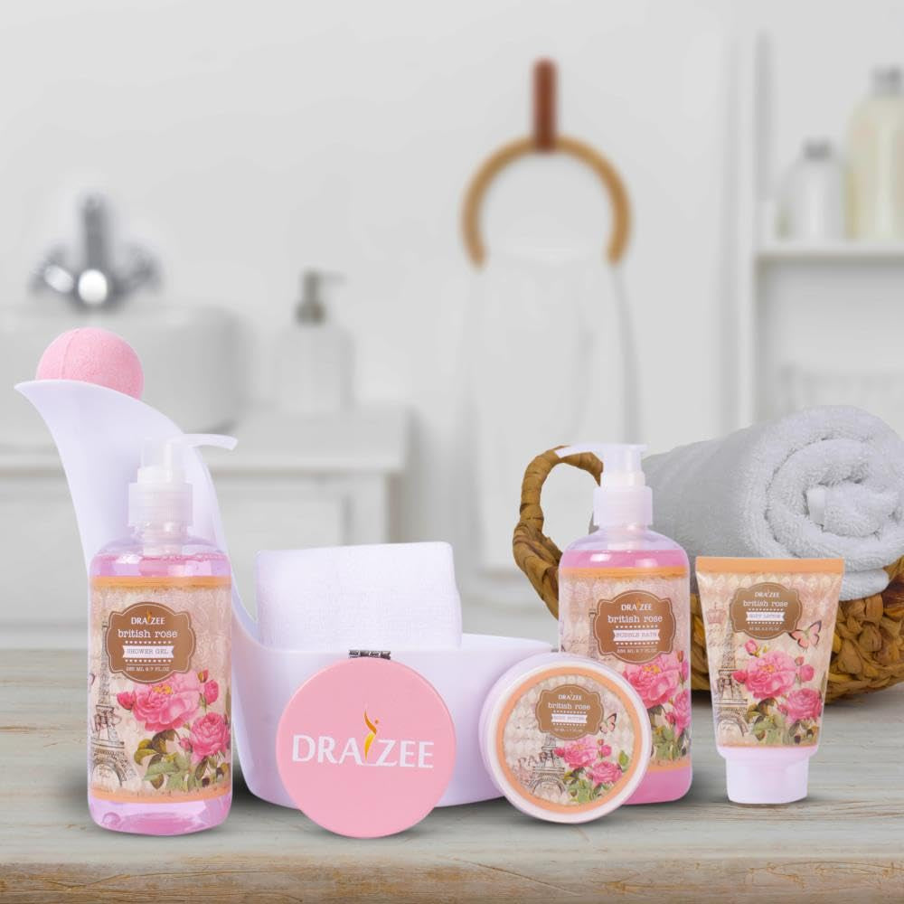 Heel Shoe Spa Gift Basket for Women, 8 Pc British Rose Scented