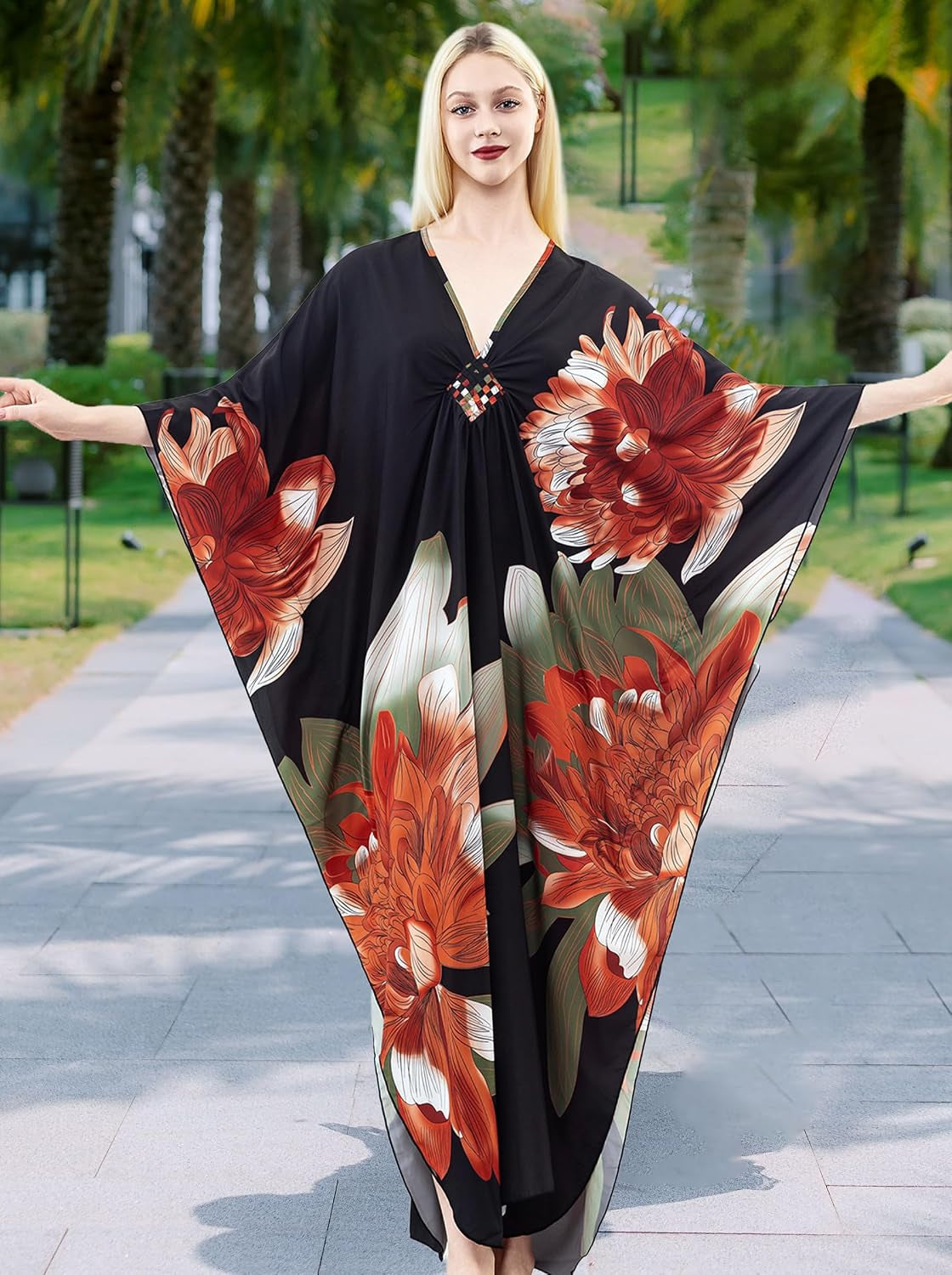 Kaftan Dresses for Women, plus Size Caftan, V-Neck Batwing Dress