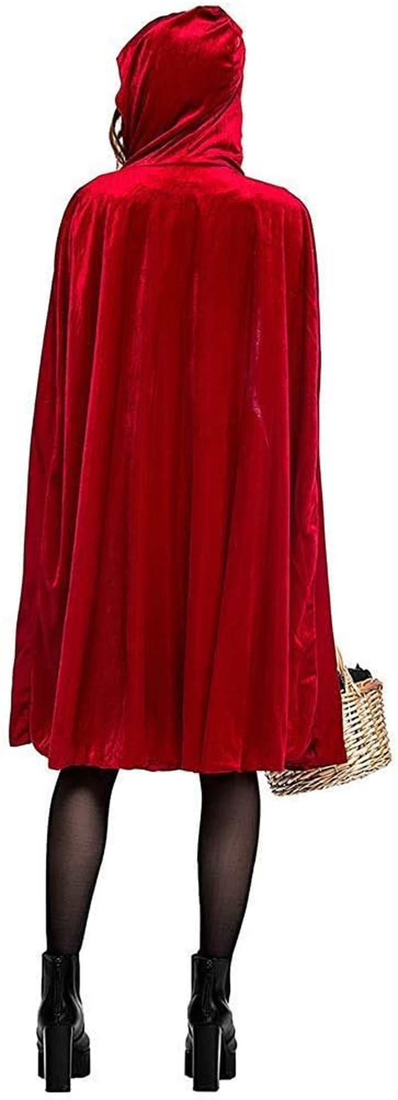 Women Little Red Riding Hood Costume Christmas Halloween Party Dress with Cape