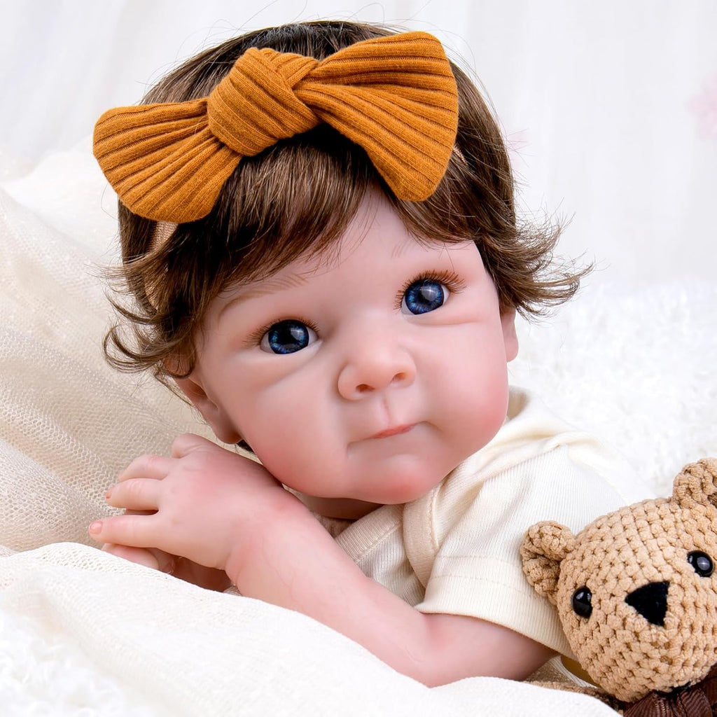 Reborn Baby Doll, 20-Inch Realistic Newborn Girl in Beige Outfit