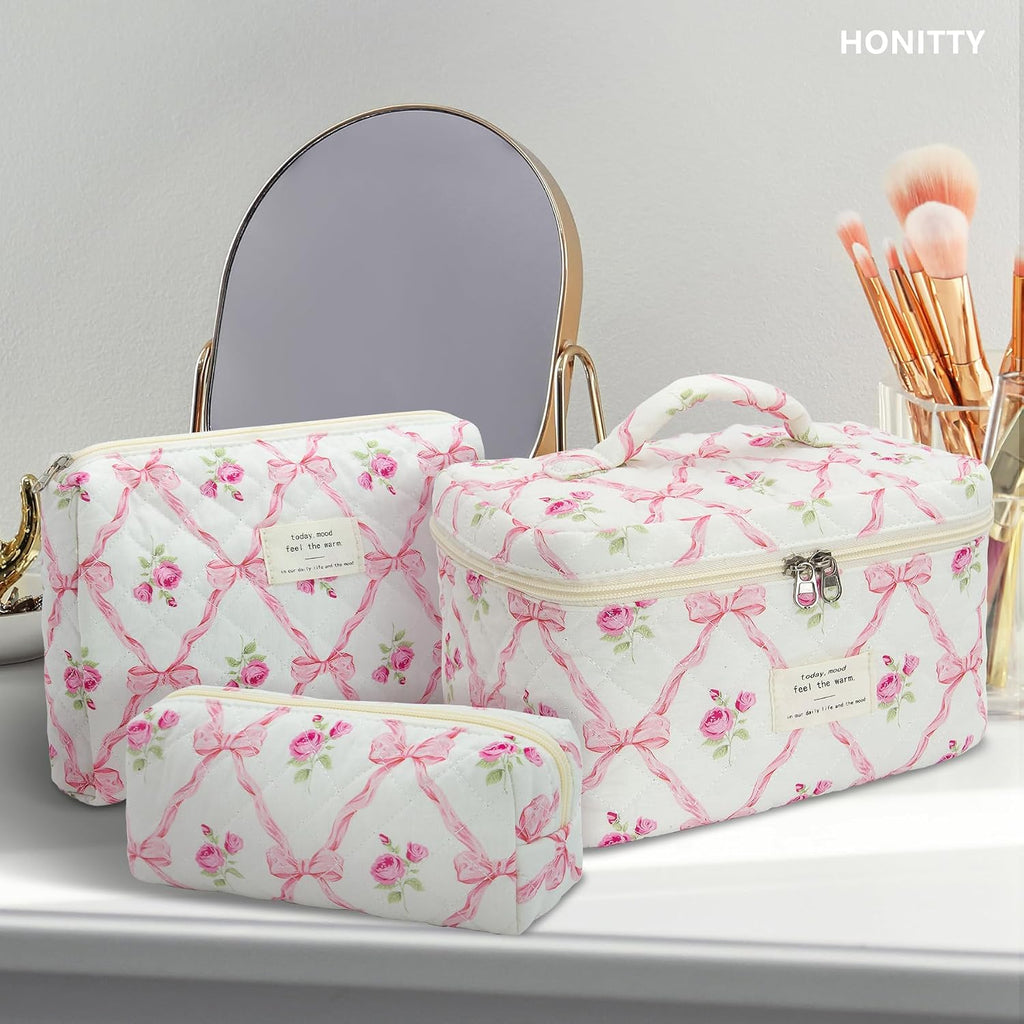 Makeup Bag,Quilted Cosmetic Bags for Women