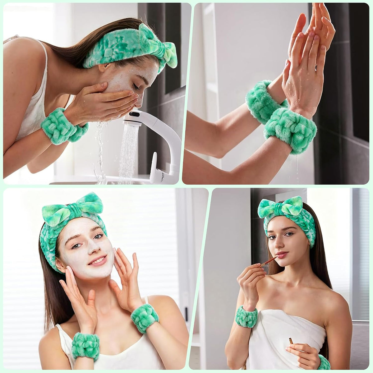 Headbands for Women - Spa Headband and Wristband Set - Headband for Washing Face,Facial Mask,Makeup and Skin Care,Gifts for Women and Teen Girl Gifts Trendy Stuff