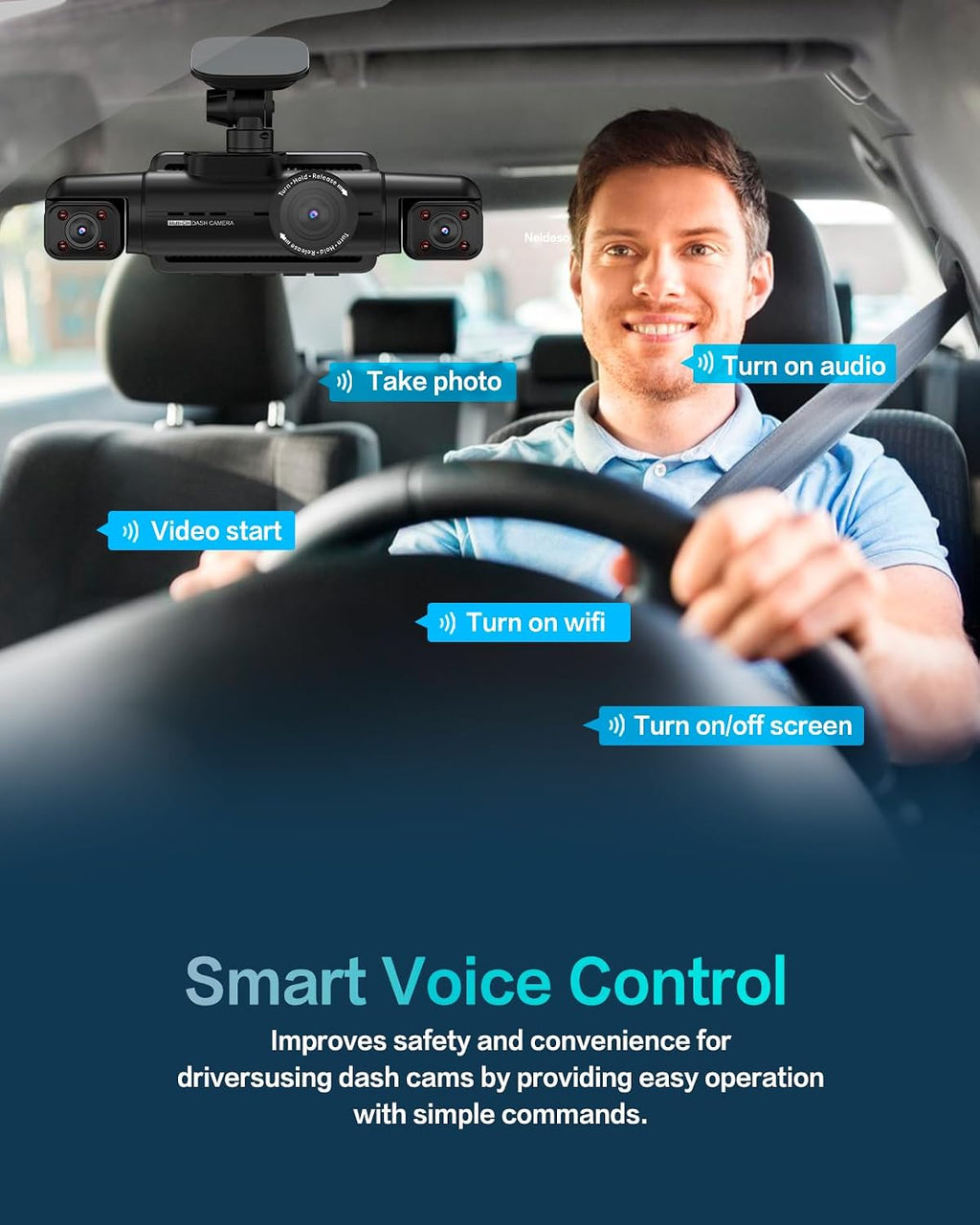 360° View 4K 2160P Dash Cam Front and Rear, 4 Channel Dash Camera for Cars, AI Fatigue Driving Monitor, 5G Wifi GPS, 8 IR Lamps Night Vision, Free 64G Card Included, 24H Parking Mode, N700Pro