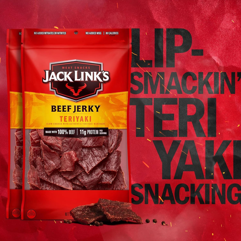 Teriyaki Beef Jerky - (2 Pack) 9 Oz Bag - Ready to Eat Protein Snacks - 11G Protein per Serving - Made with 100% Real Beef