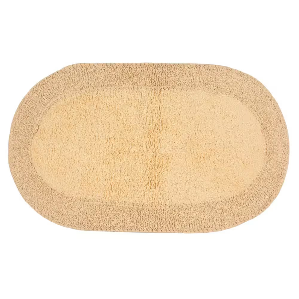 Double Ruffle Collection 100% Cotton Bath Rugs Set, 21X34 Rectangle, Yellow