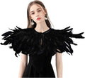 Black Witch Feather Collar Crow Shawl Costume Halloween Swan Wings Accessories Cape for Women