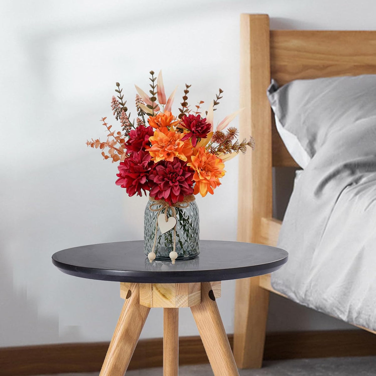 Fake Fall Flowers in Vase,Faux Flowers in Vase,Fall Floral Arrangement,Fall Centerpieces for Tables,Artificial Flowers,Kitchen Decor,Coffee Table Decor
