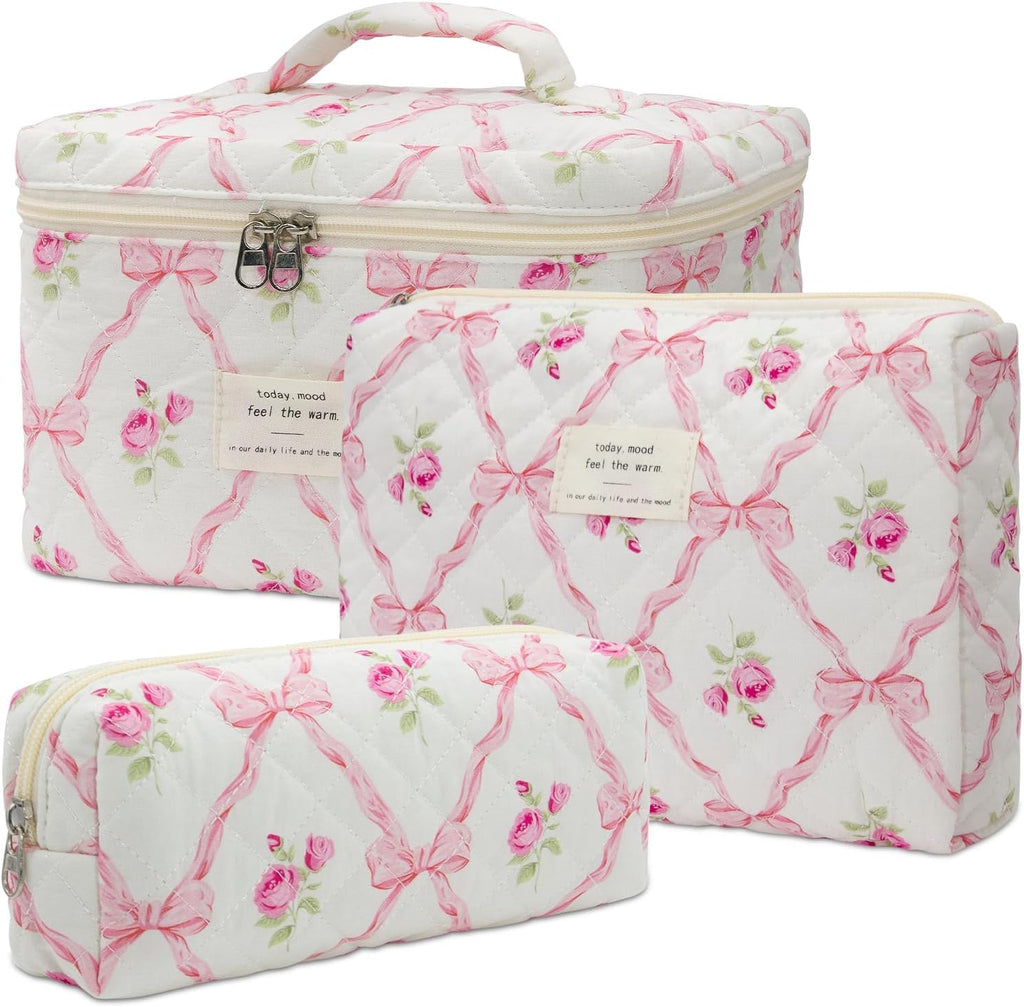 Makeup Bag,Quilted Cosmetic Bags for Women
