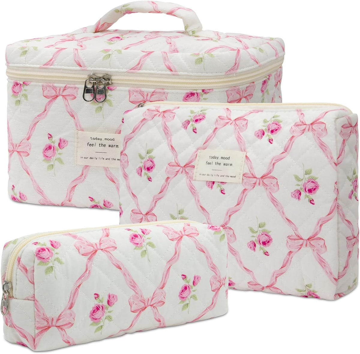 Makeup Bag,Quilted Cosmetic Bags for Women