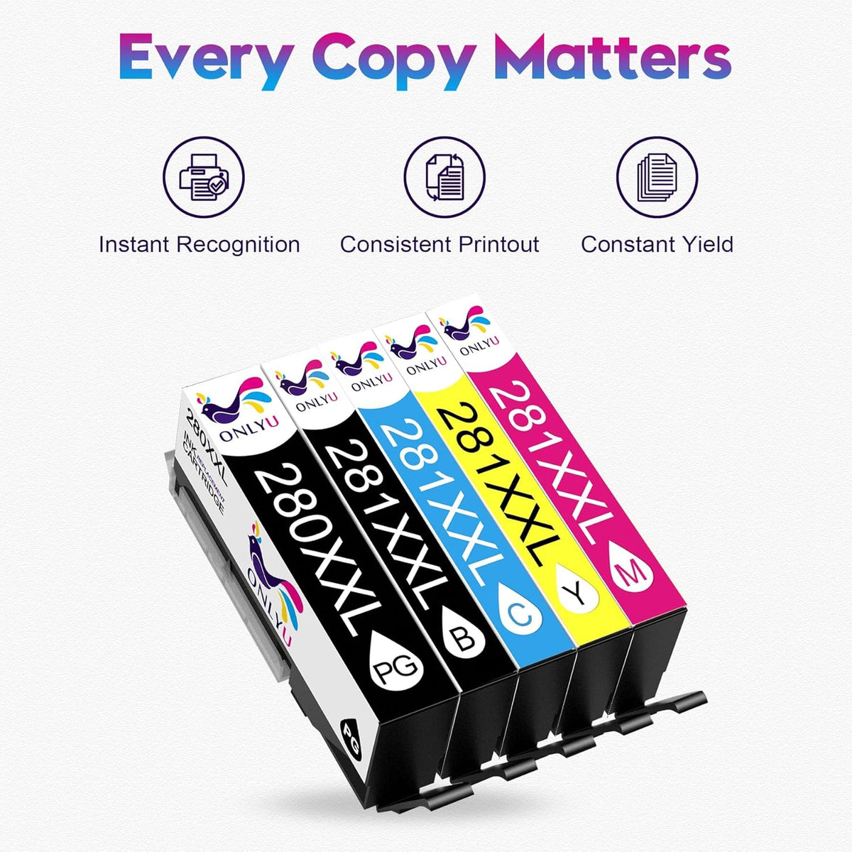 280XXL 281XXL Compatible for Canon Ink 280 and 281 Cartridges PGI-280XXL CLI-281XXL for Canon Tr8620A Ink Cartridges for Pixma TR8620 Tr8620A TS6320 TR7520 TS6120 TS6220 TS8220 TS9520 (5 Pack)