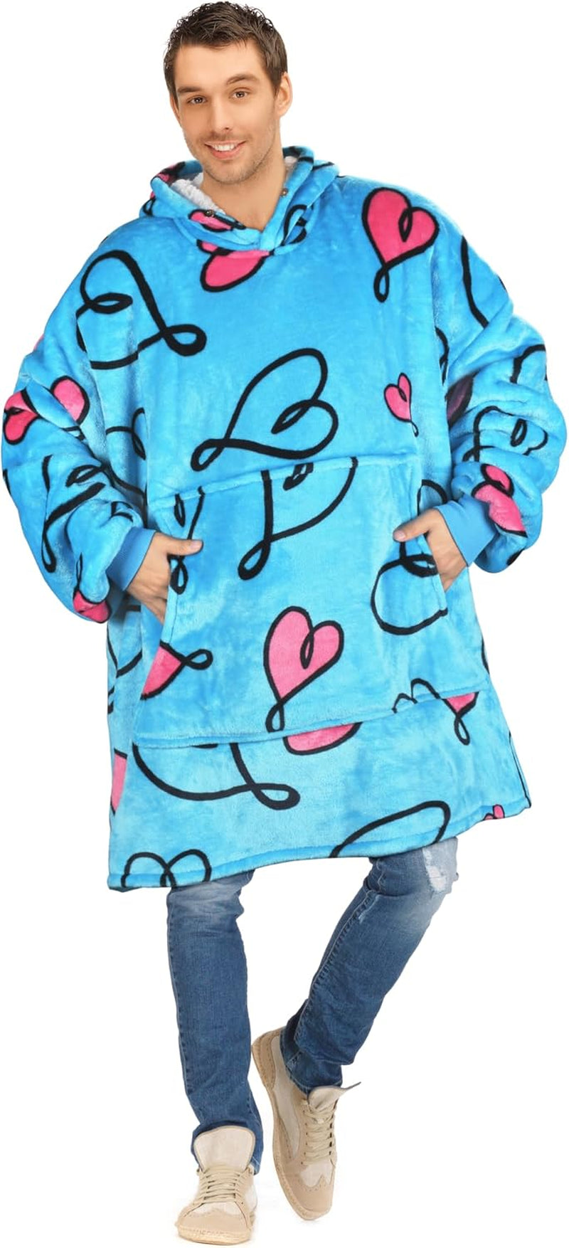 Oversized Blanket Hoodie, Wearable Fluffy Sherpa Blanket