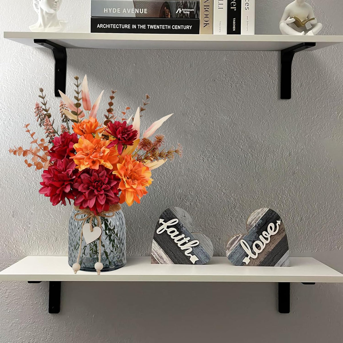 Fake Fall Flowers in Vase,Faux Flowers in Vase,Fall Floral Arrangement,Fall Centerpieces for Tables,Artificial Flowers,Kitchen Decor,Coffee Table Decor