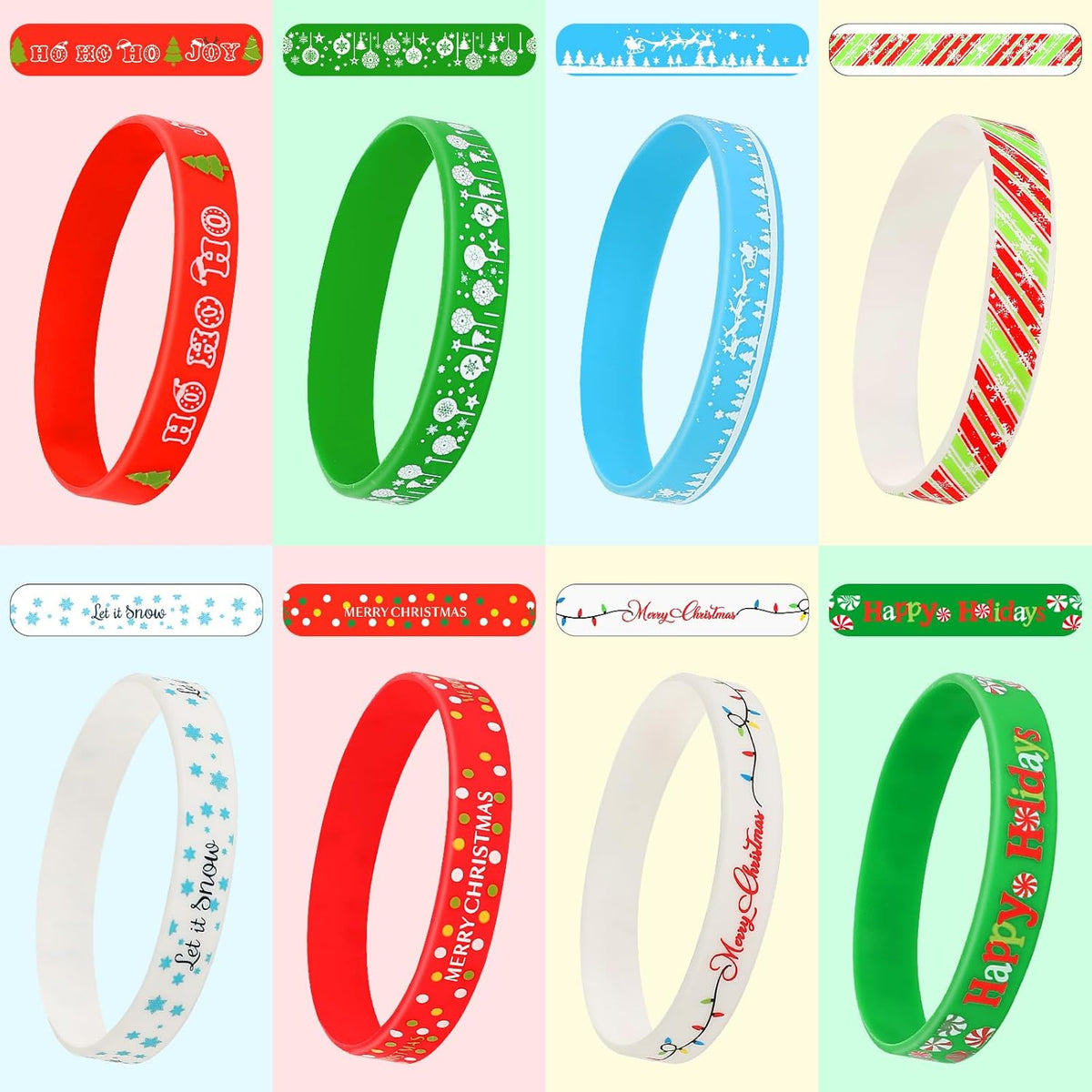 64Pcs Christmas Silicone Bracelets Christmas Party Favors Stocking Stuffers