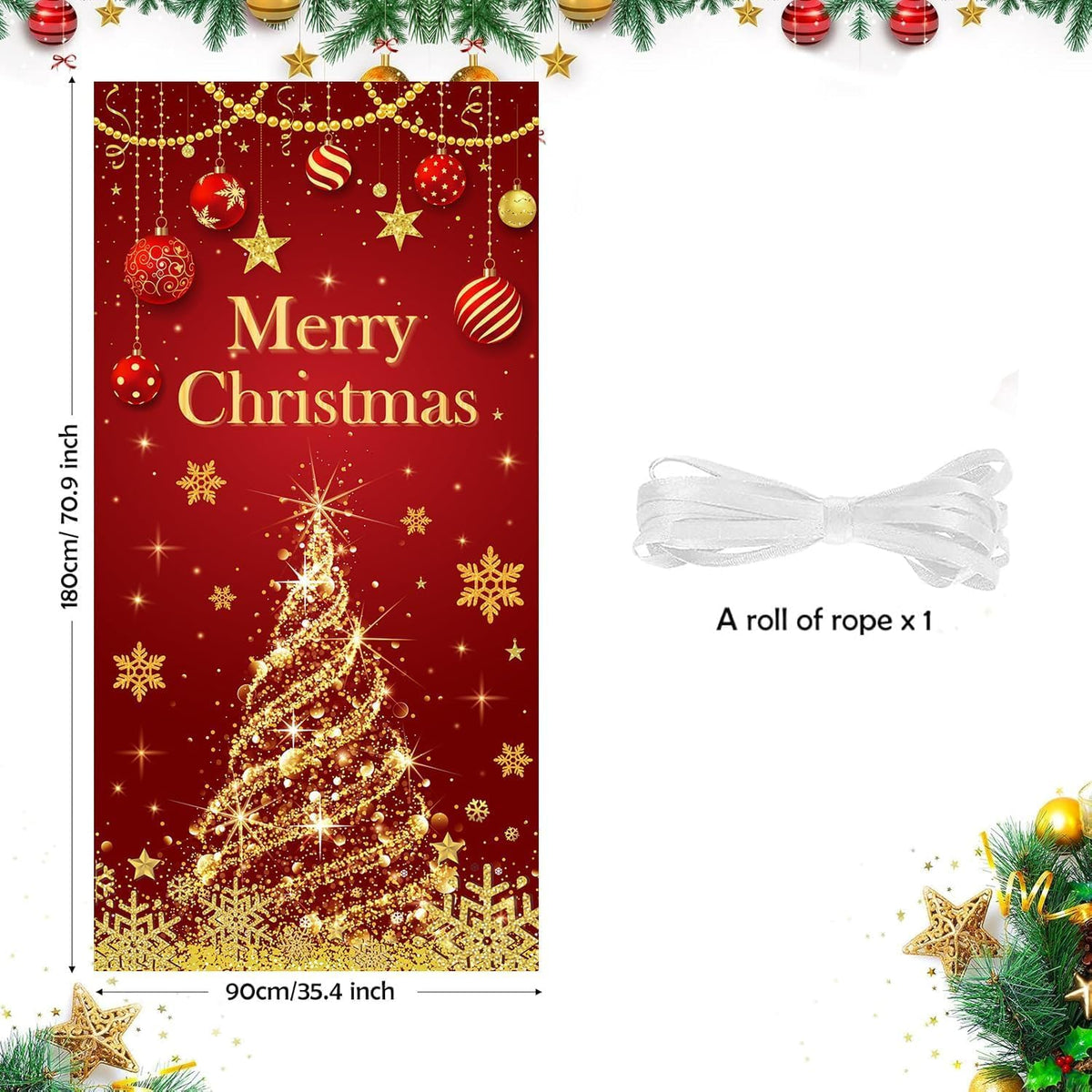Christmas Tree Door Cover Christmas Door Decorations Christmas Door Banner Front Door Christmas Decorations Christmas Proch Sign for Christmas Holiday Decorations