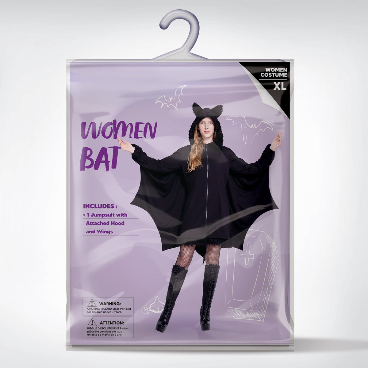 Women‘S Black Bat Costume with Attached Ears for Halloween Party Cosplay and Themed Dress Up
