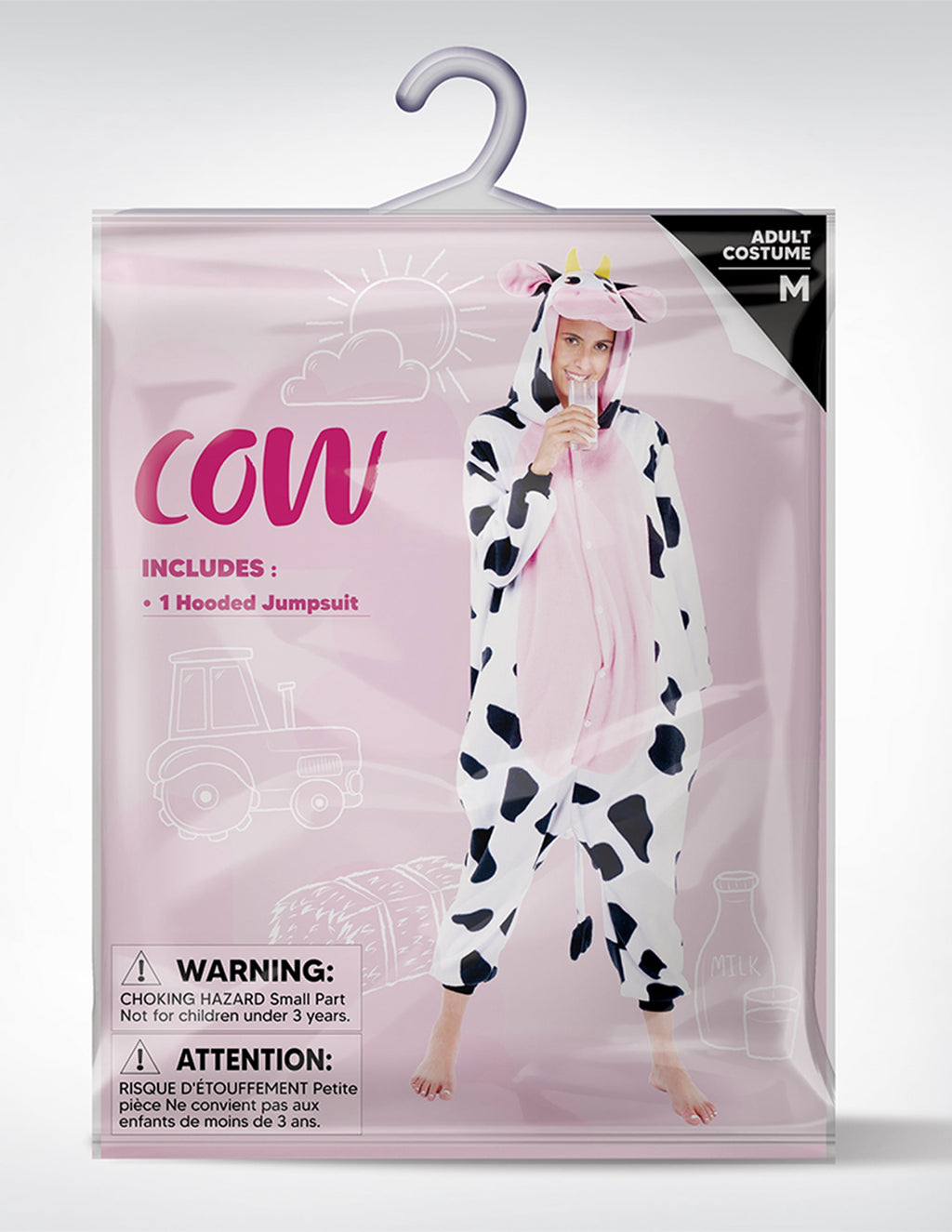 Adult Unisex Cow Costume,Plush Hooded Animal Jumpsuit Pajama for Halloween Party Cosplay and Themed Dress Up