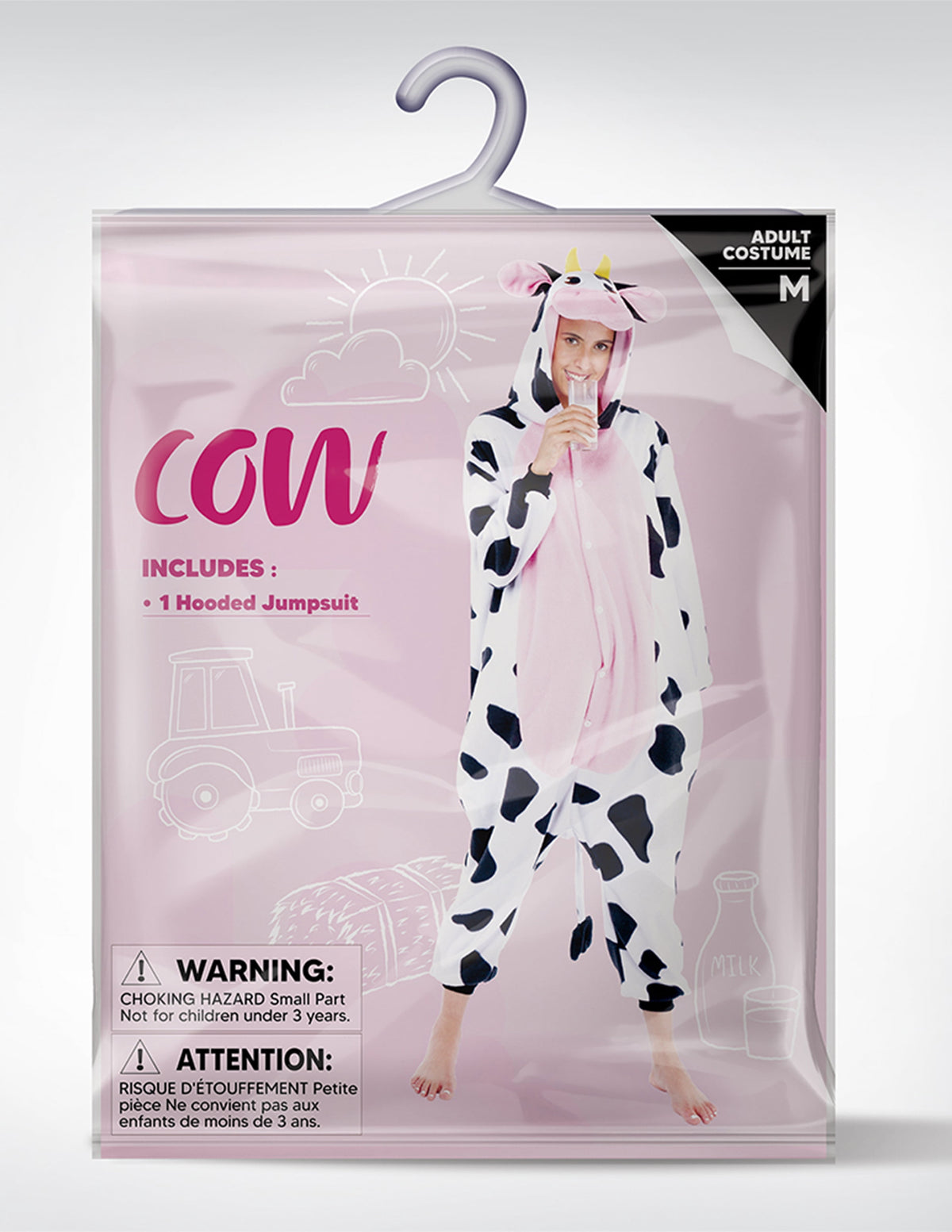 Adult Unisex Cow Costume,Plush Hooded Animal Jumpsuit Pajama for Halloween Party Cosplay and Themed Dress Up