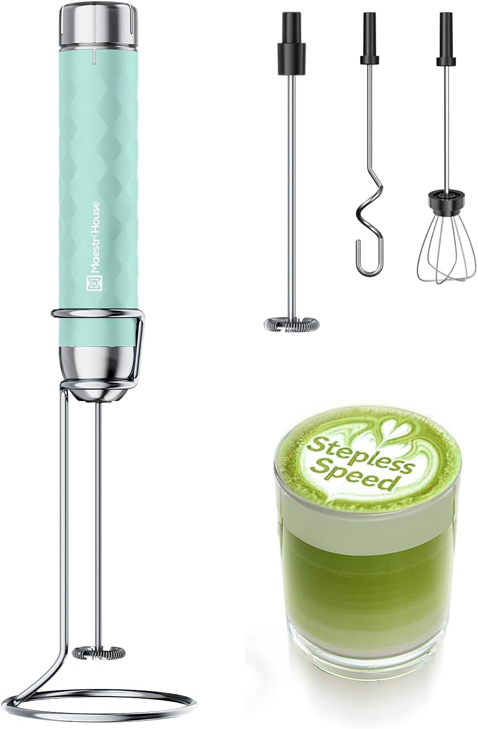 Lunafro 2.0 Rechargeable Milk Frother, Stepless Speed Control