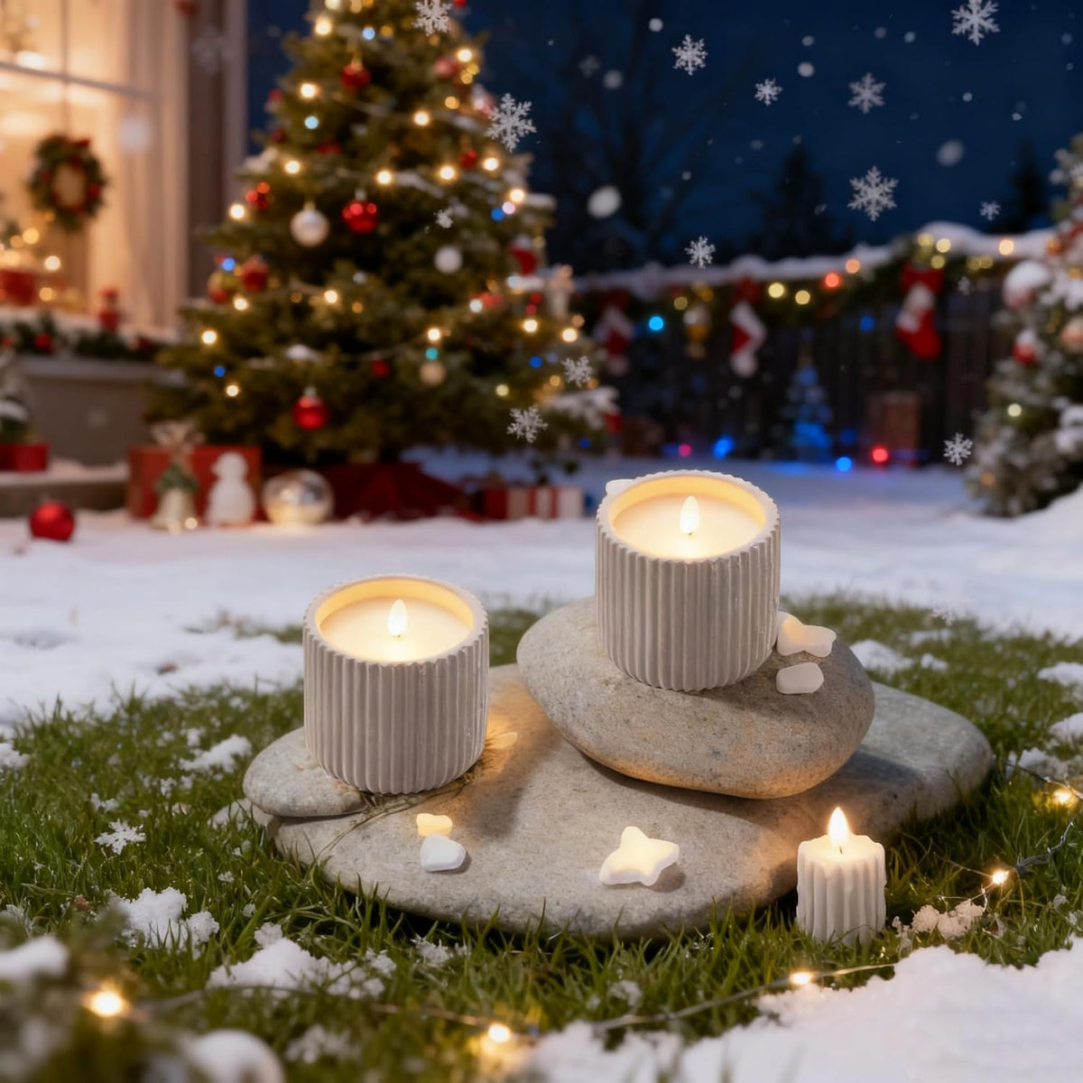 Flameless Christmas Candles,2 Pack Christmas Decorations Flameless Candles Battery Operated Candles for Christmas Home Decoration