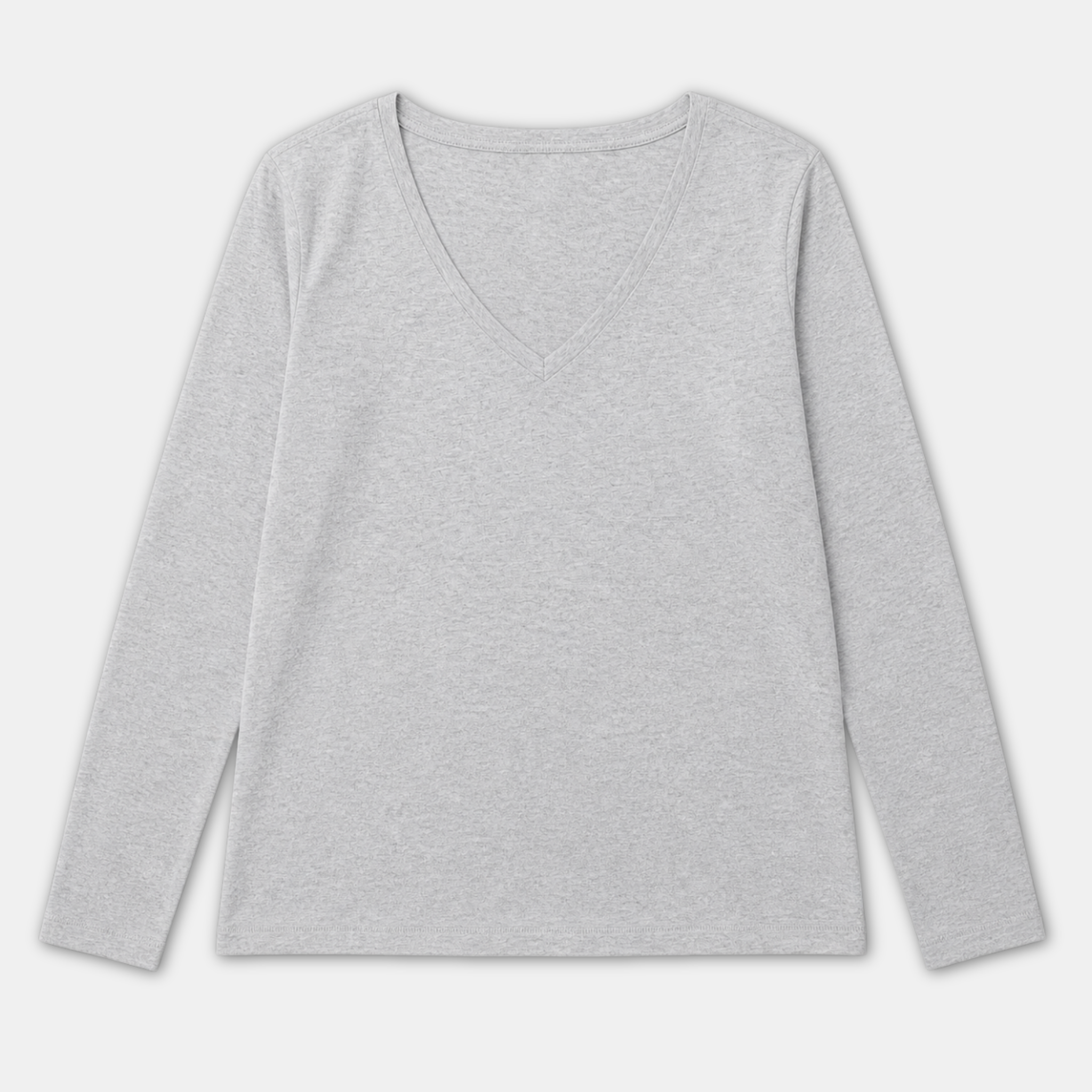 Amazon Essentials Women's Long Sleeve V-Neck T-Shirt - Heather Grey