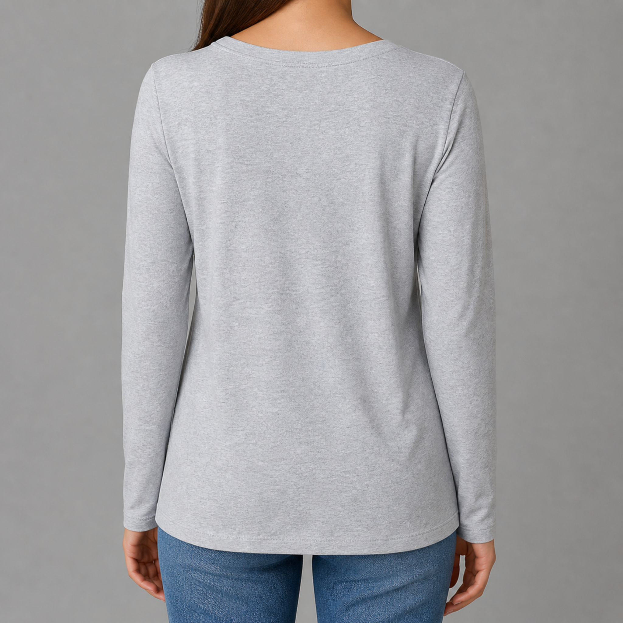 Amazon Essentials Women's Long Sleeve V-Neck T-Shirt - Heather Grey
