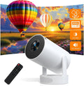 Smart Mini Projector with Wifi 6 and Bluetooth 5.0, Support 4K 1080P, Built-In Apps & 180° Rotation, Auto Vertical Keystone, Portable Movie Projector for Bedroom Home Outdoor, Ivory