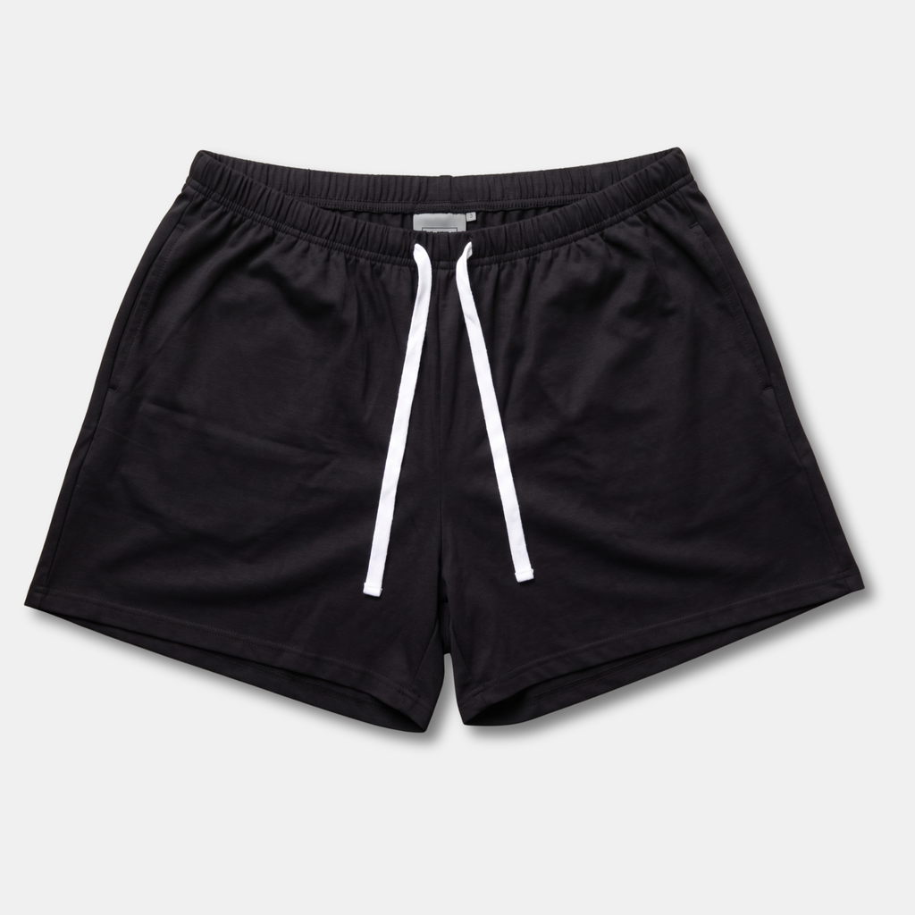 Casual Stretch Drawstring Lounge Shorts - Black