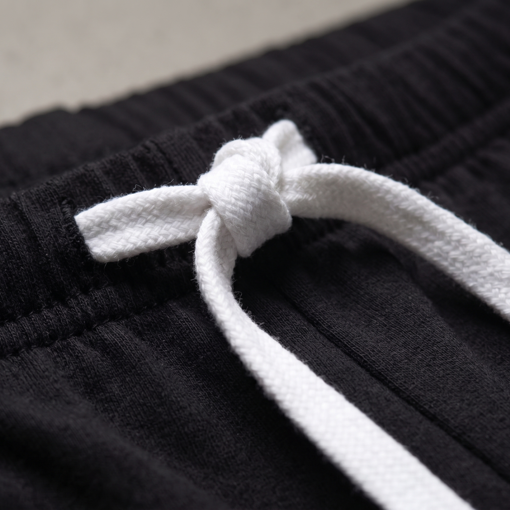 Casual Stretch Drawstring Lounge Shorts - Black